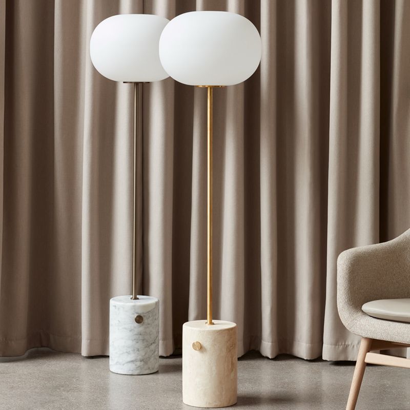 Valentina Modern Globe Metal Marble Floor Lamp, Black/Brass - Cueteks