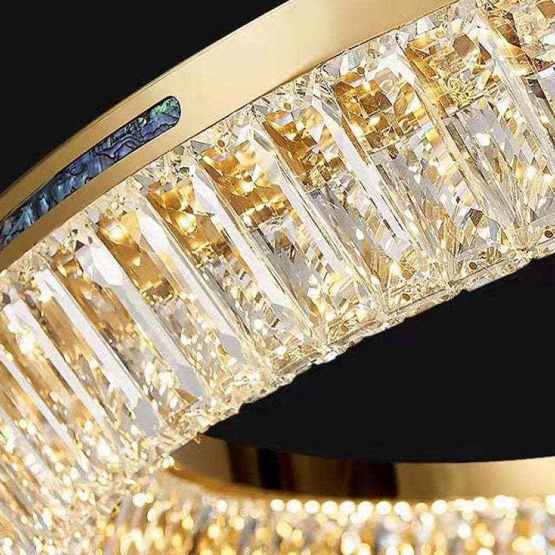 Marilyn Modern Luxury Crystal Gold Chandelier, Tri-Circle - Cueteks