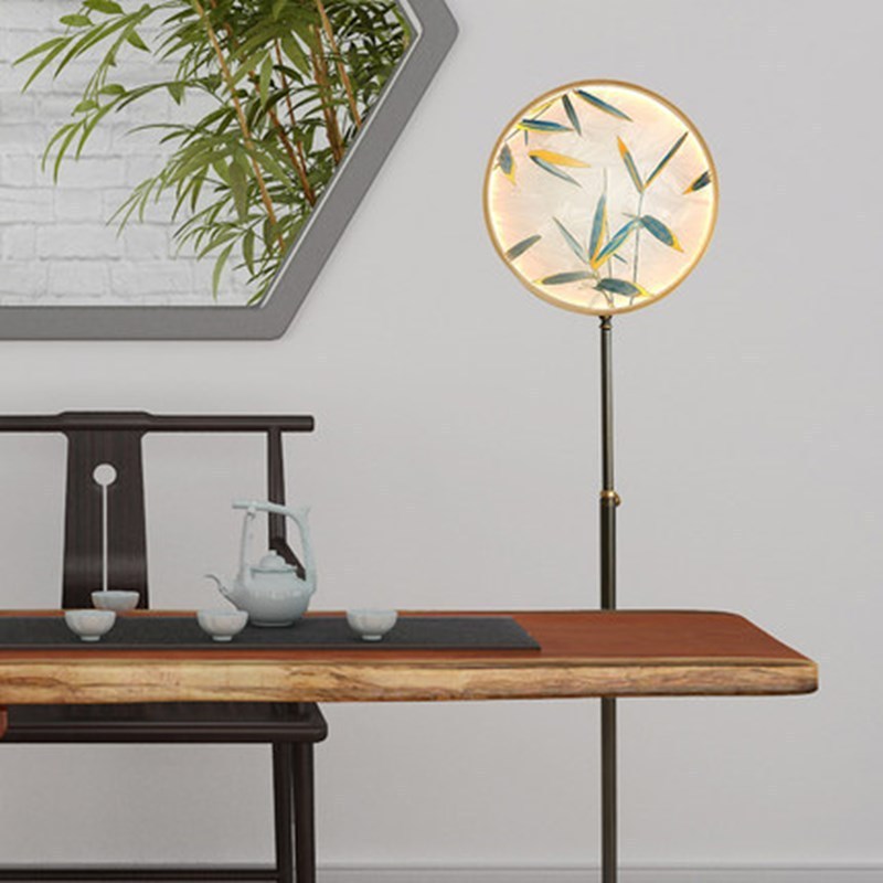 Jade Zen Artistic Circle Floor Lamp, Metal/Glass - Cueteks