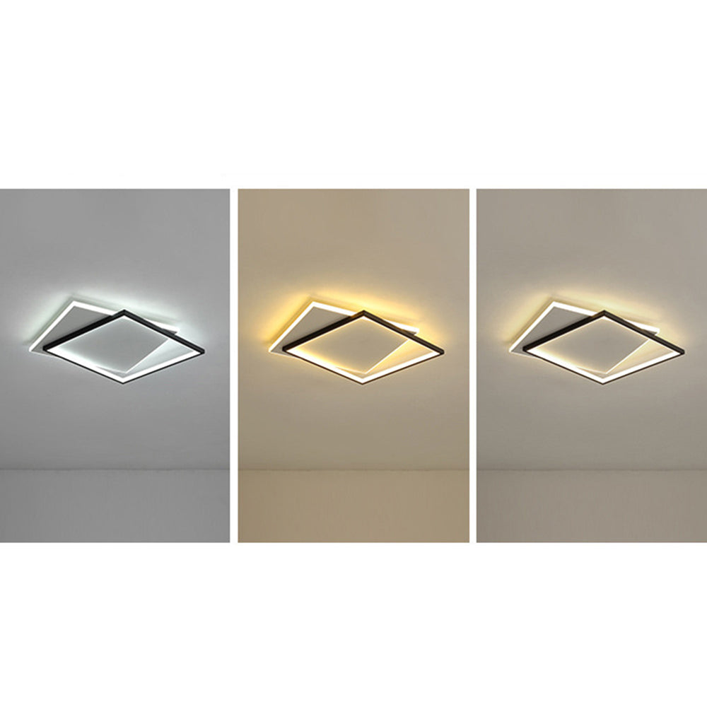 Square Quinn light in three original panels showing cool-looking, warm-looking and neutral-looking illumination.