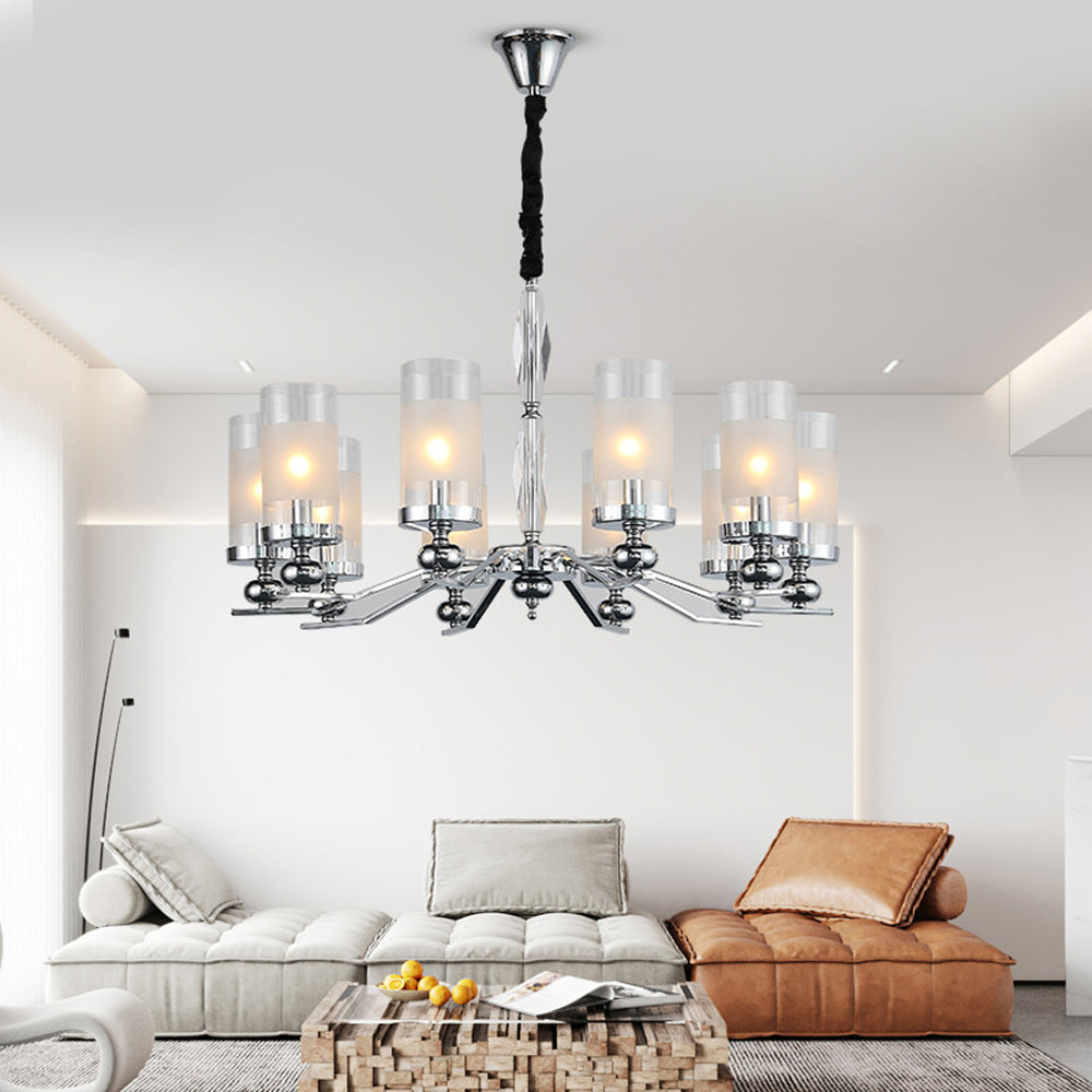 Alessio Retro Silver Metal/Glass Chandelier/Wall Lamp, Living Room - Cueteks