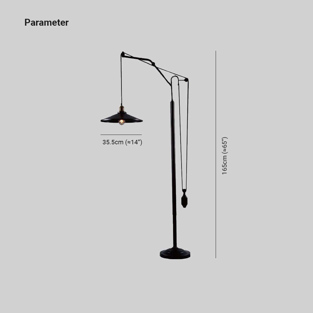 Alessio Modern Flared Shade Metal Floor Lamp, Black - Cueteks