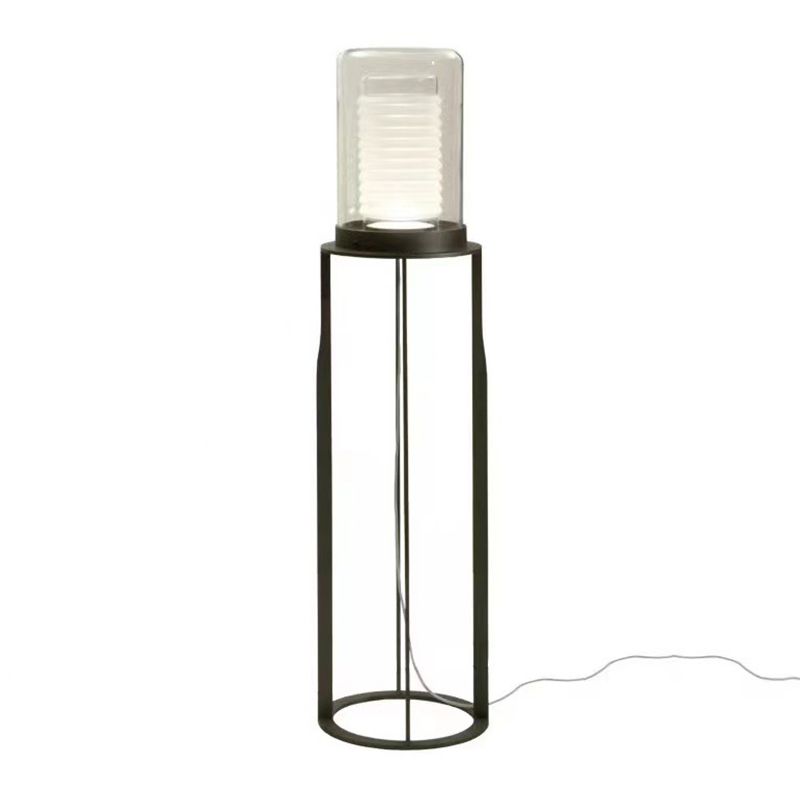 Eryn Simple Black Cylinder Floor Lamp, Metal & Glass - Cueteks