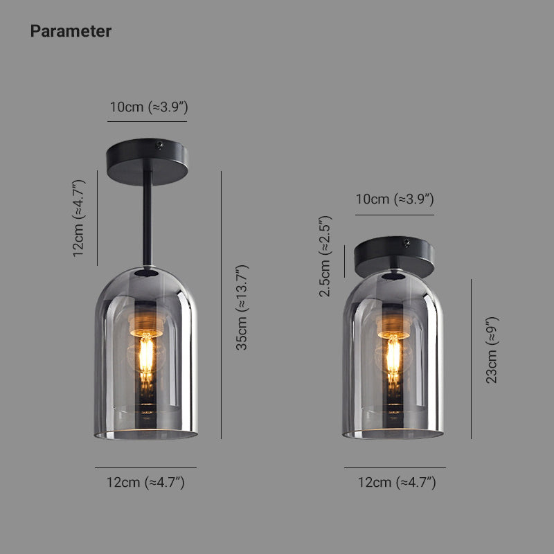 Sanna Modern Cylinder Semi-Flush Mount Clear Glass Ceiling Light, Cognac/Gray - Cueteks