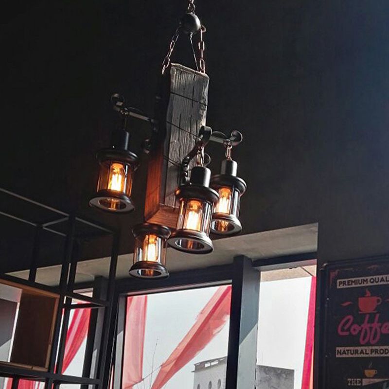 Austin Industrial Lantern Glass/Metal Pendant Light, Black - Cueteks
