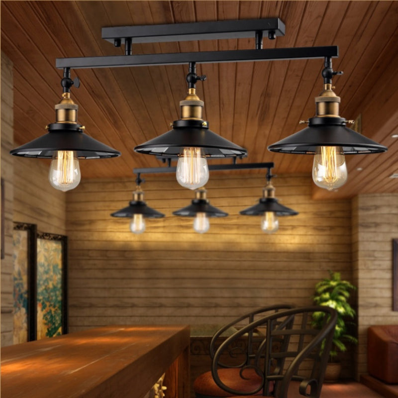 Cooley Retro Metal LED Flush Mount Ceiling Light, Black - Cueteks