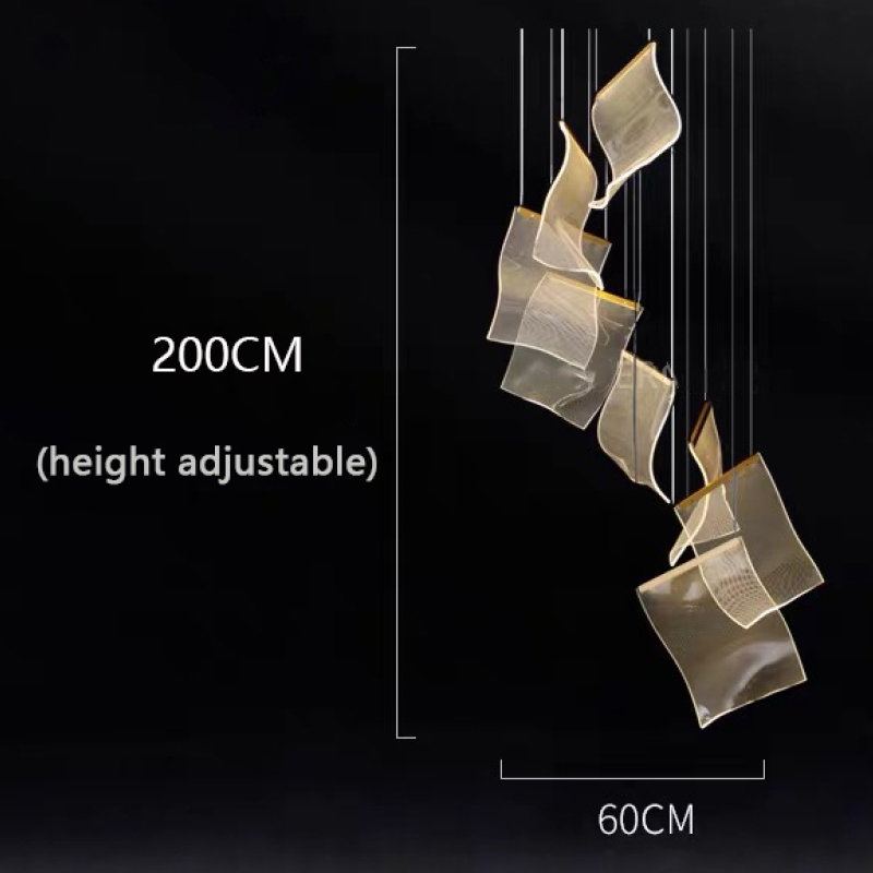 Marylin Artistic Acrylic Silk Chandelier, Gold - Cueteks