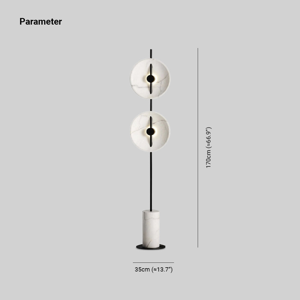 Salgado Modern Nordic Round Marble/Metal  Floor Lamp, White - Cueteks