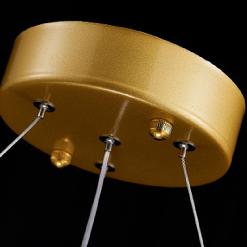 Kristy Pendant Light Ring Luxury, Crystal/Metal, Gold, Bedroom - Cueteks