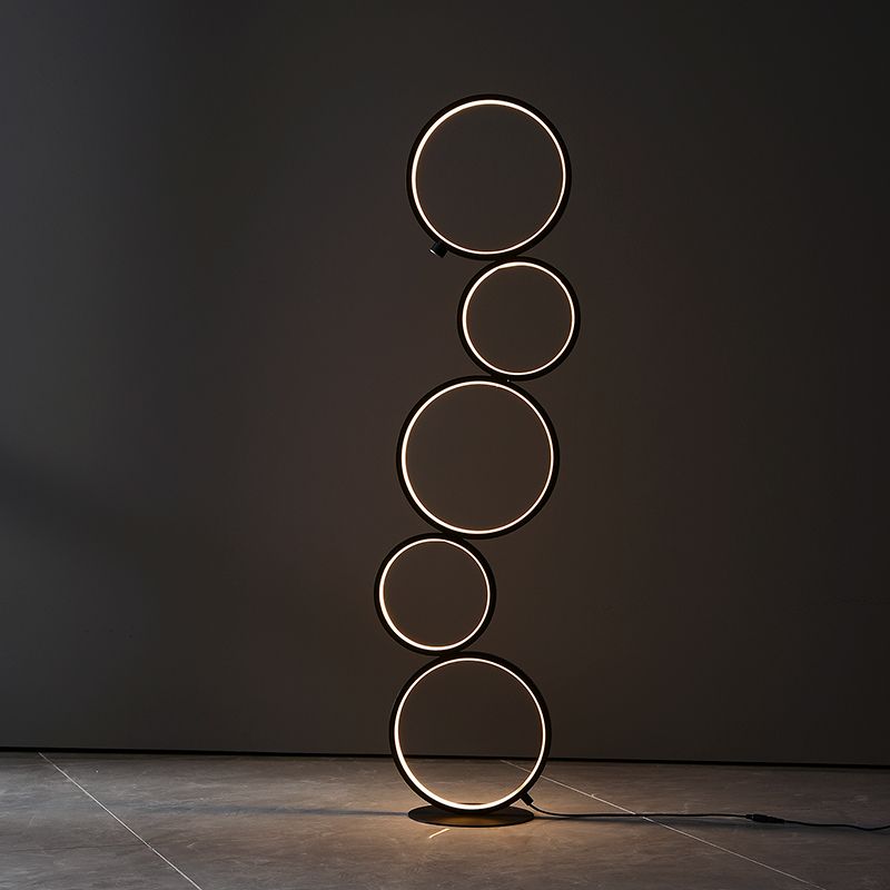 Arisha Nordic Modern Ring Floor Lamp, Black/White - Cueteks