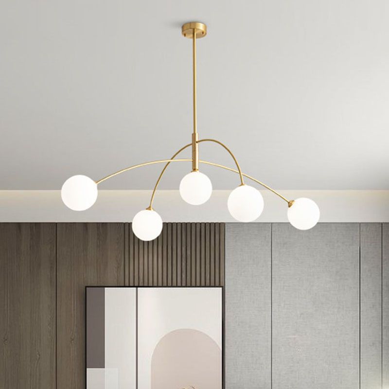 Valentina Pendant Light Globe Modern, Metal/Glass, Black/Gold, Bedroom - Cueteks