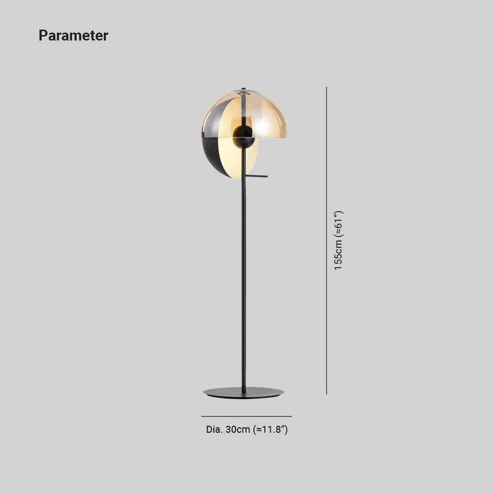 Salgado Modern Geometric Metal Glass Floor Lamp, Black/Amber - Cueteks