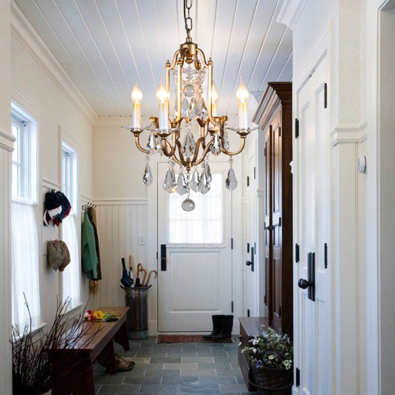 Silva Vintage Luxury Candle Crystal/Metal Chandelier, Gold - Cueteks