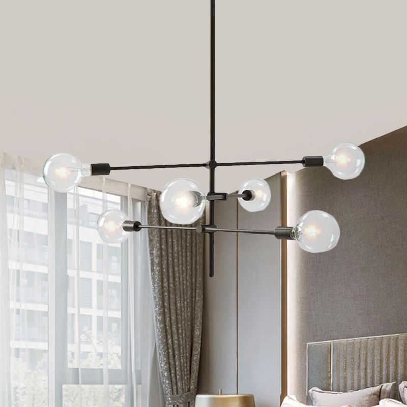 Valentina Modern Globe Metal/Glass Chandelier, Black/Gold - Cueteks