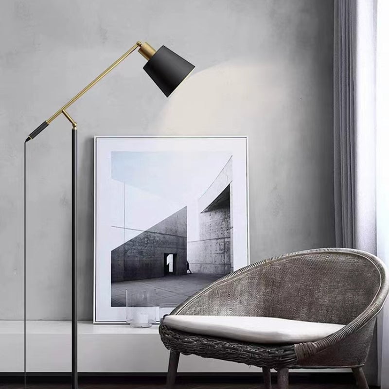 Salgado Modern Balance Arm Black Floor Lamp, Black - Cueteks
