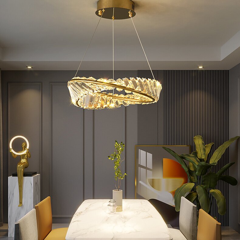 Kirsten Modern Luxury Round Metal/Glass Chandelier, Gold - Cueteks