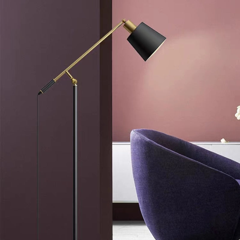 Salgado Modern Balance Arm Black Floor Lamp, Black - Cueteks