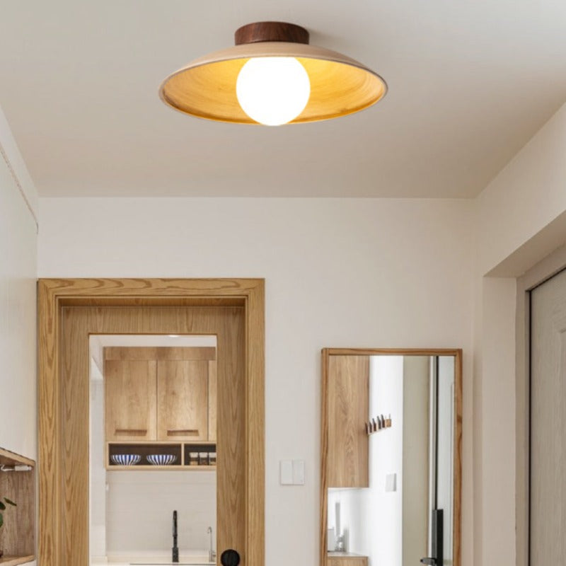 Ozawa Vintage Flush Mount Ceiling Light Wood/Metal/Glass Bar/ Hotels - Cueteks