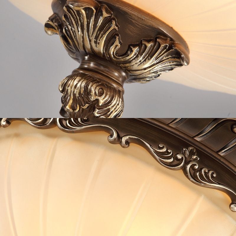 Arisha Retro Semicircular Metal/Glass Flush Mount Ceiling Light, Bronze - Cueteks