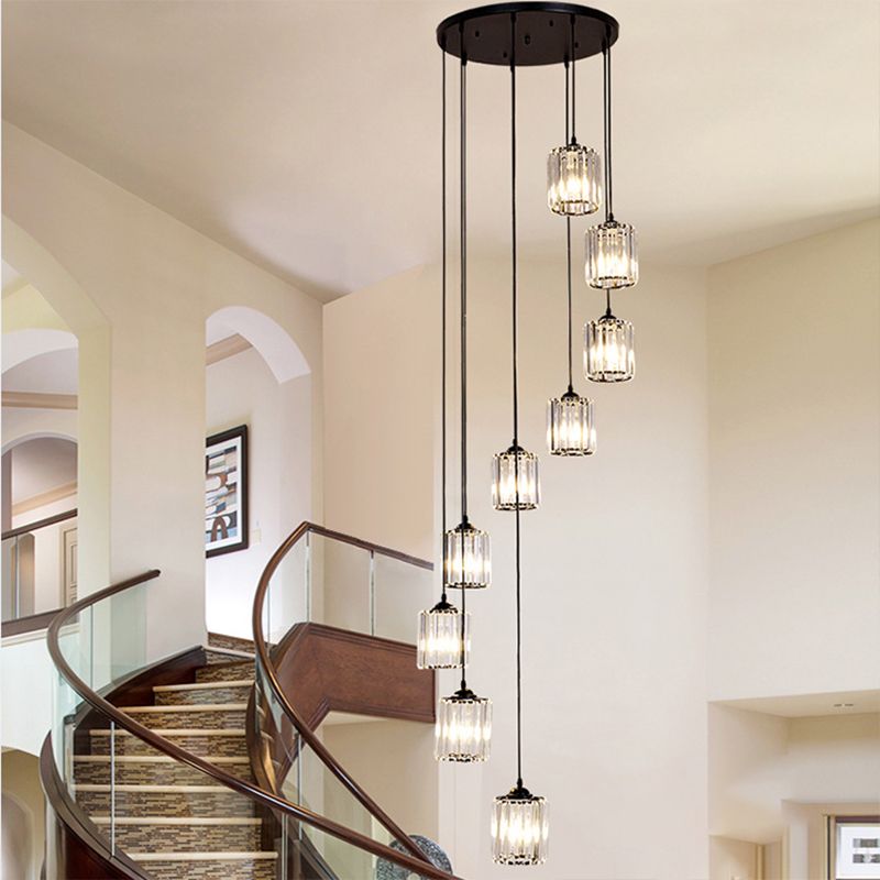 Kristy Modern Minimalist Metal/Glass Chandelier Black Living Room - Cueteks