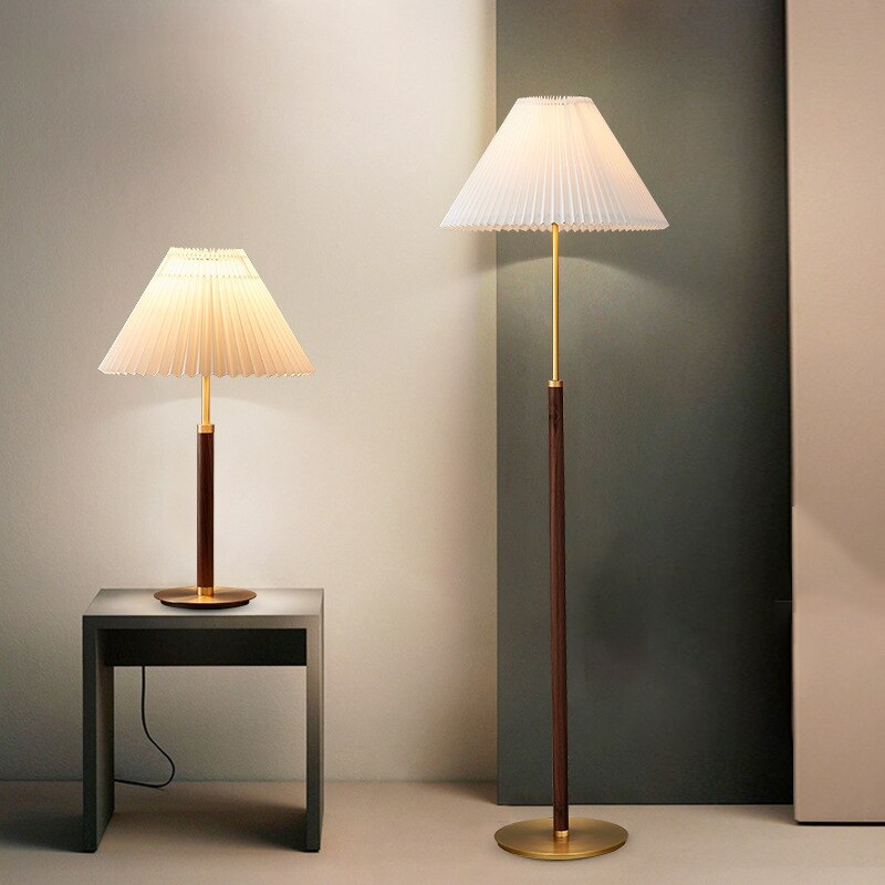 Ozawa Simple Walnut/Metal/Fabric, Table/Floor Lamp, Living Room - Cueteks