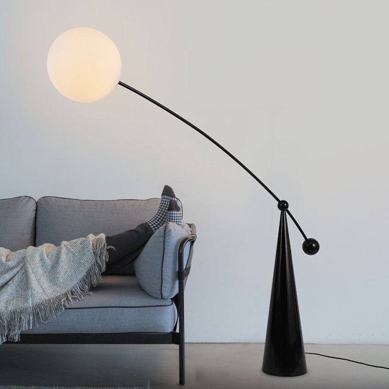 Valentina Floor Lamp Arc/Bubble Modern/Unique, Frosted Glass, White, Bedroom - Cueteks