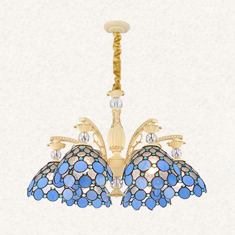 Alessio Mediterranean Branch Glass/Metal Chandelier, Blue - Cueteks