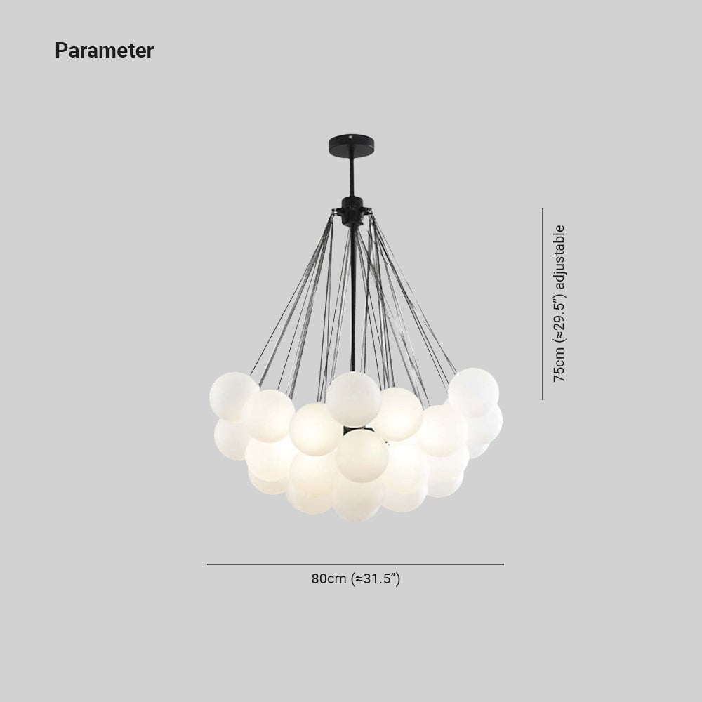 Large black cluster diagram: 80 cm width and 75 cm adjustable suspension