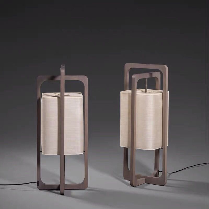 Ozawa Retro Rectangular Wood Fabric Floor Lamp - Cueteks