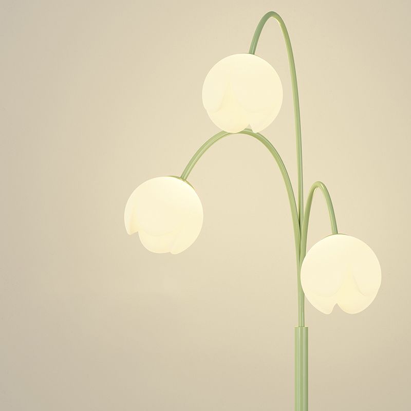 Lily Nordic 3 Lights Flower Metal Glass Floor Lamp,Green Pink - Cueteks