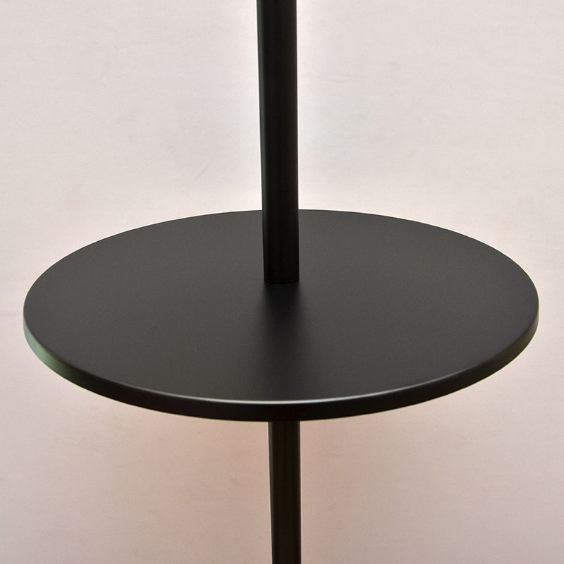 Alessio Retro Lantern Metal Glass Floor Lamp /w Table, Black/White - Cueteks