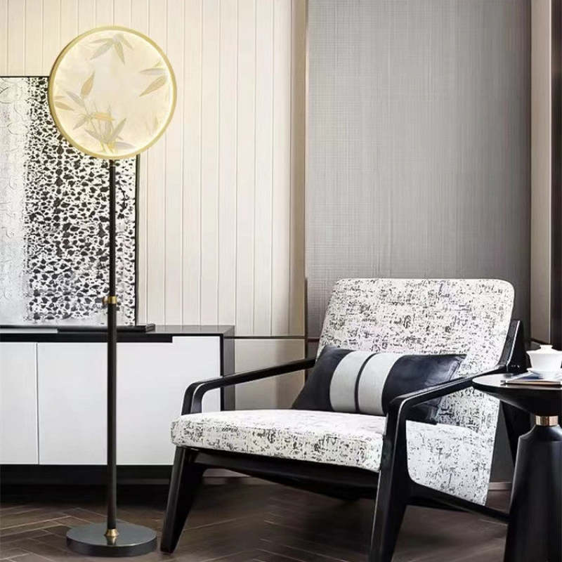 Jade Zen Artistic Circle Floor Lamp, Metal/Glass - Cueteks