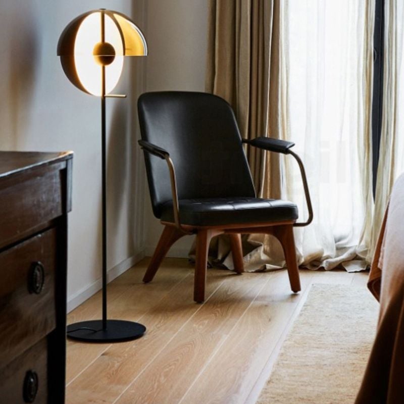 Salgado Modern Geometric Metal Glass Floor Lamp, Black/Amber - Cueteks