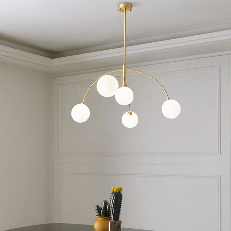 Valentina Pendant Light Globe Modern, Metal/Glass, Black/Gold, Bedroom - Cueteks
