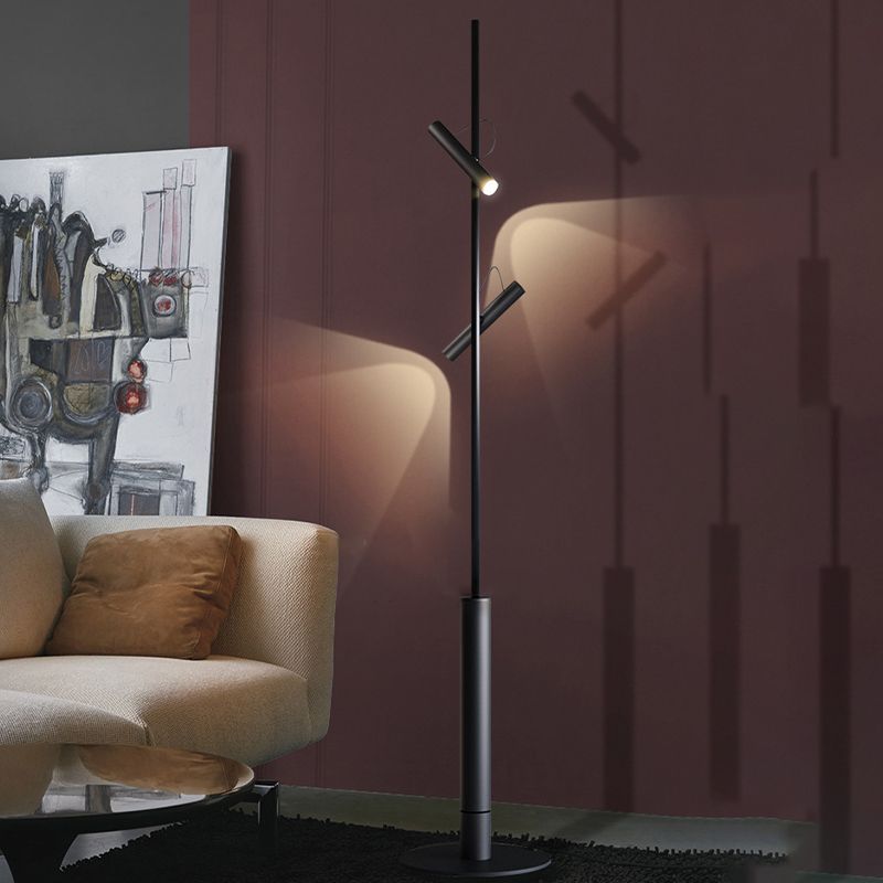 Freja Modern Linear double head Metal Silica Gel Floor Lamp - Cueteks