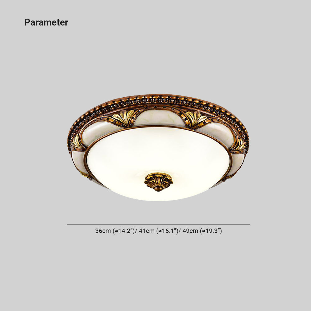 Alessio Floral Retro Flush Mount Ceiling Light Antique Brass Living Room - Cueteks