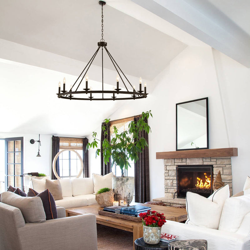 Silva Modern Candles Chandelier Black Metal Living Room/Bedroom - Cueteks
