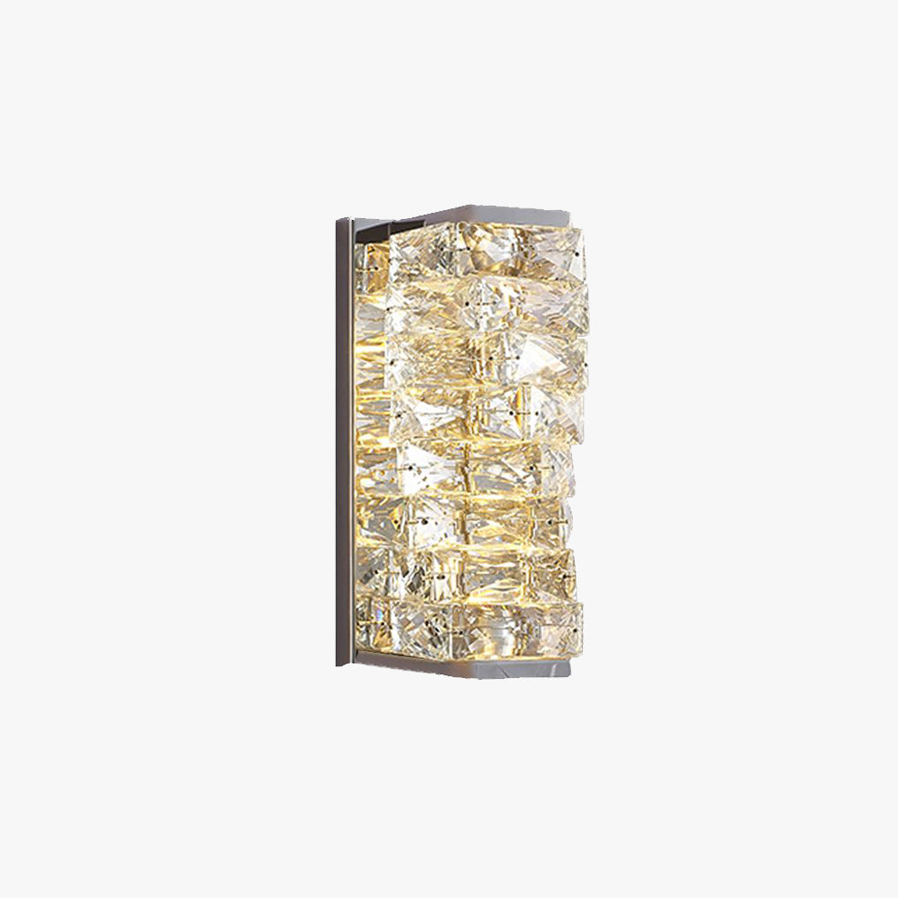 Kristy Modern rectangular Vanity Metal Crystal LED Wall Lamp - Cueteks