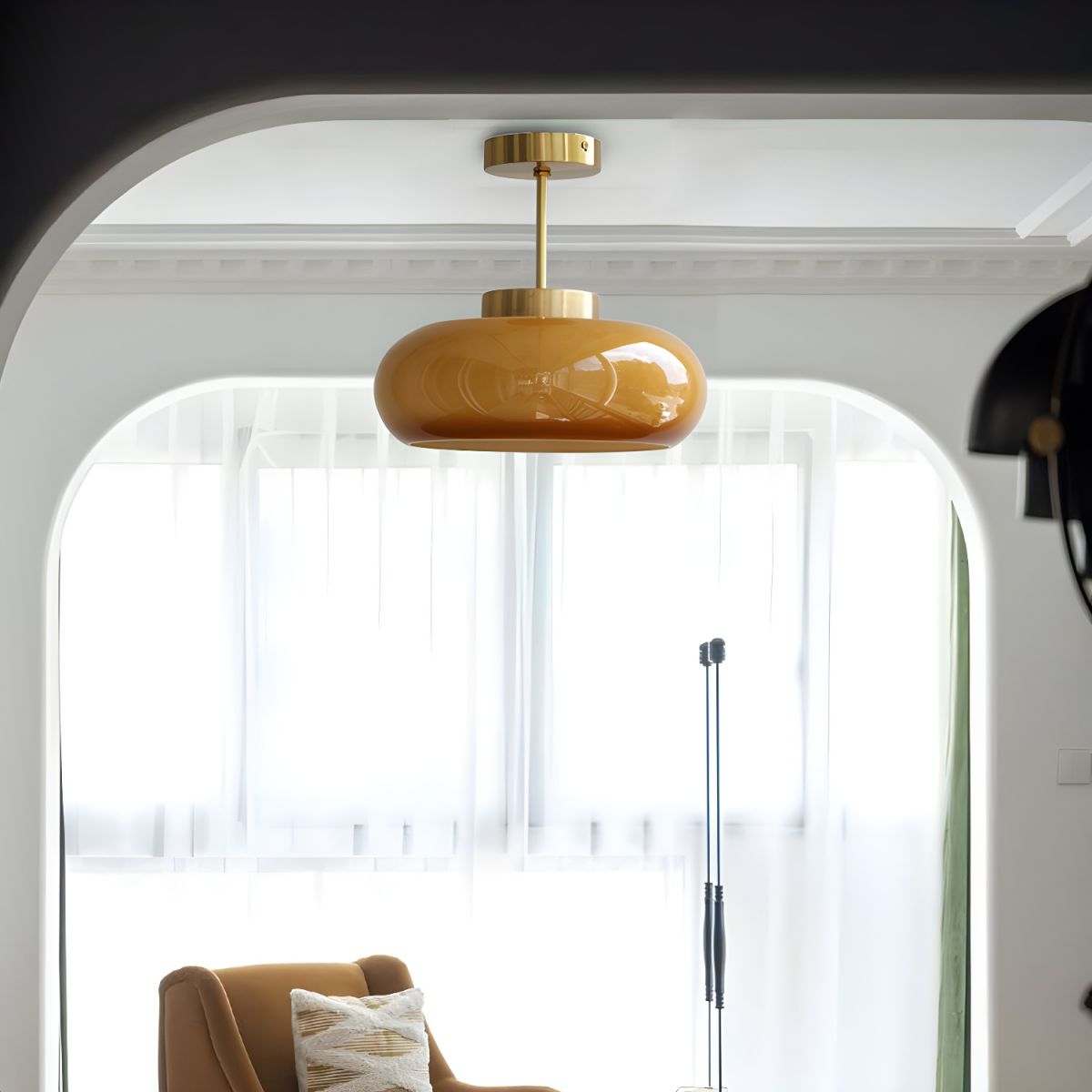 Sanna Modern Semi Flush Mount Ceiling Light, Round - Cueteks