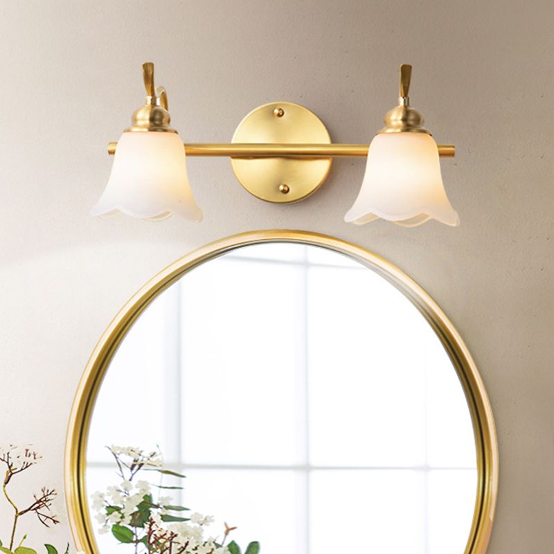 Félicie Vintage Flower Shaped Metal&Glass Lamp Wall, Gold - Cueteks