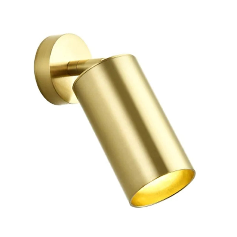 Freja Moderno Gold Cylinder Spotlight Background Flush Mount Ceiling Light, Metal - Cueteks