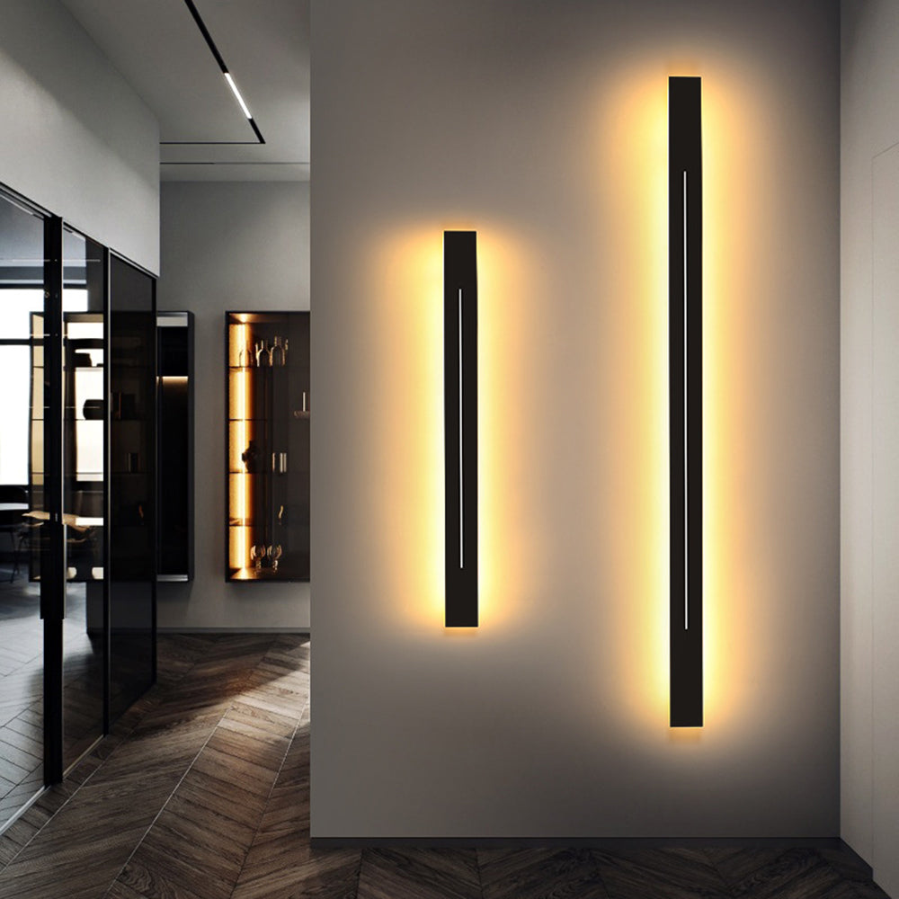 Edge Modern Simple Indoor LED Wall Lamp Black Gold Metal Bedroom - Cueteks