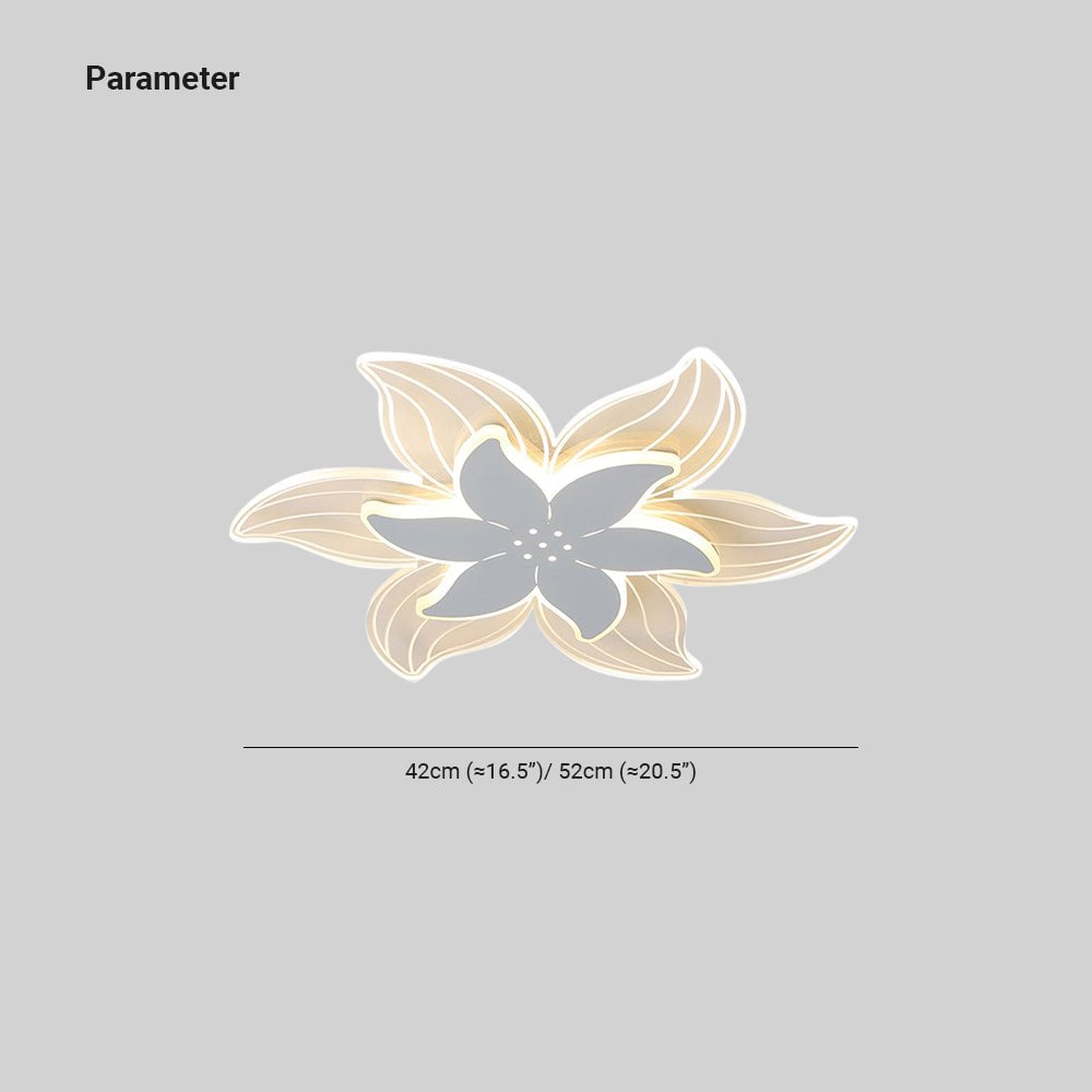 Hana flower ceiling light dimension image labels widths of 42 cm and 52 cm.