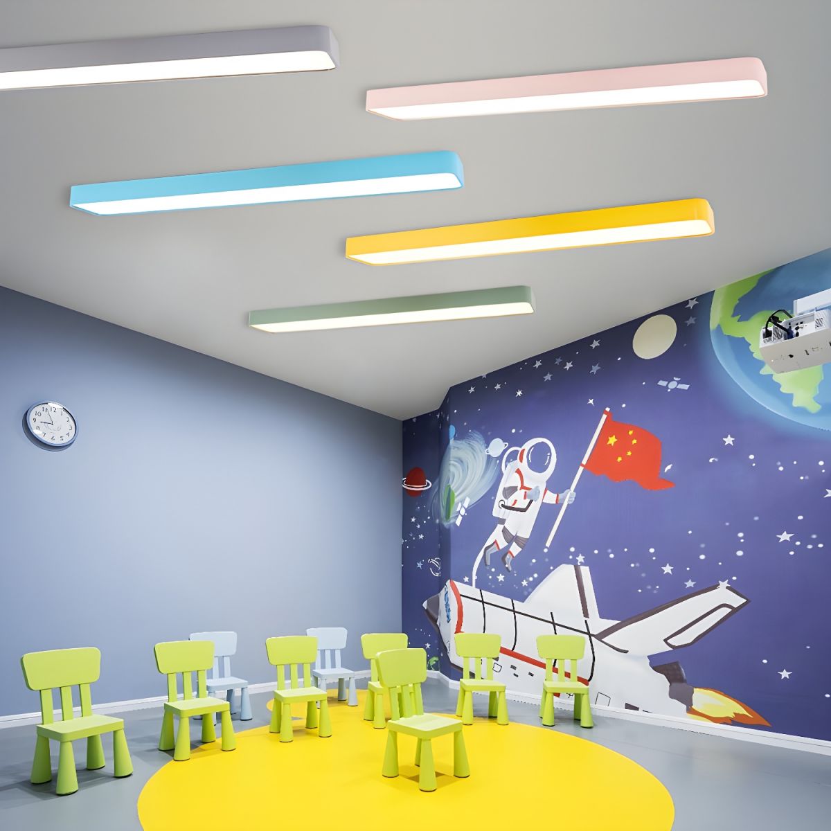 Edge Modern Linear Colorful Ceiling Light, Children Bedroom - Cueteks