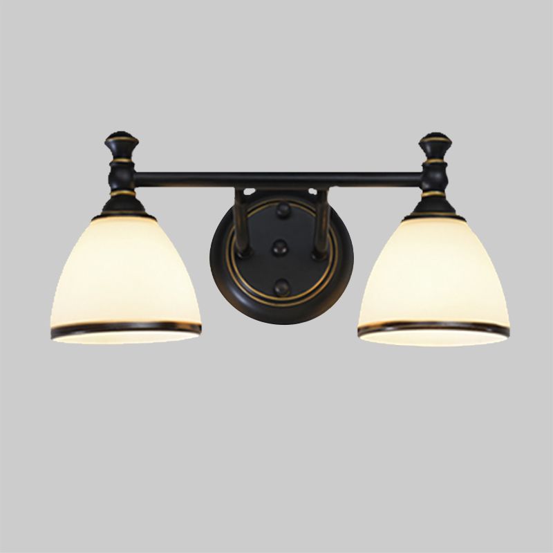 Eryn two frosted-glass shades and round black backplate