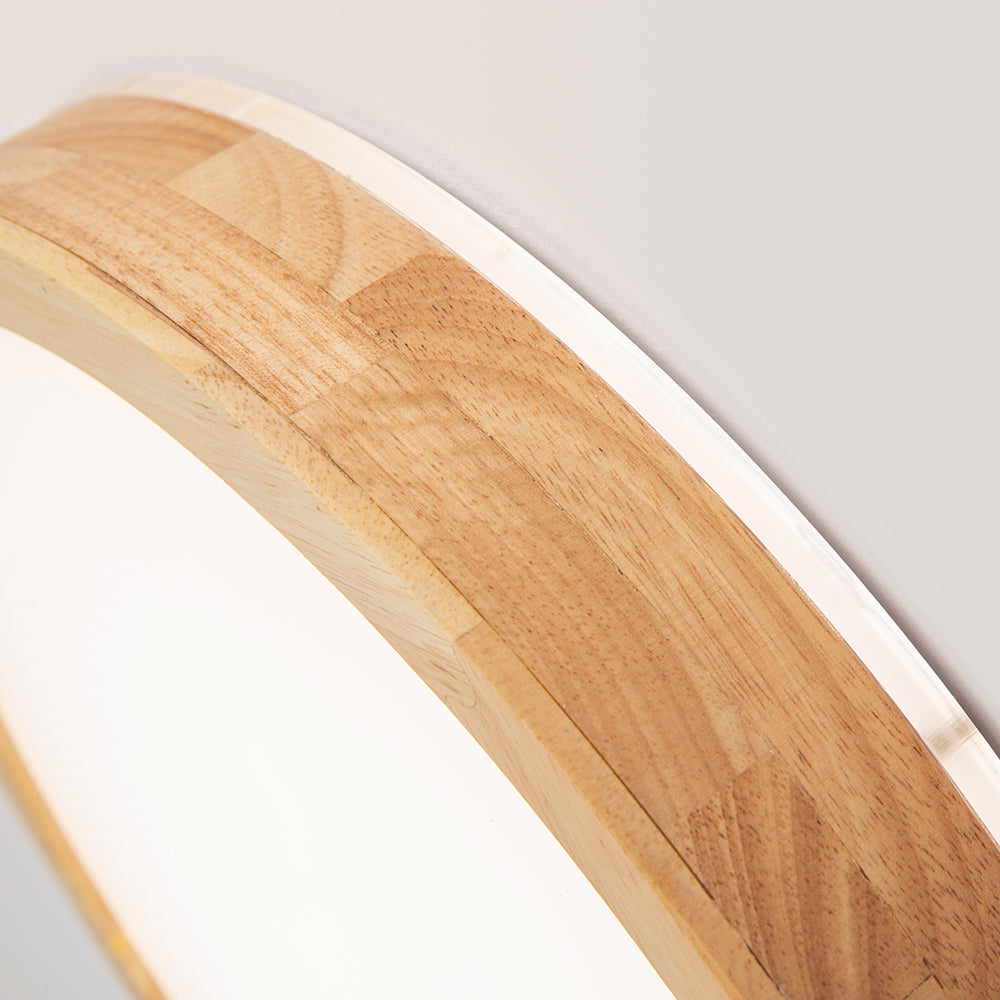 Ozawa Nordic Round Acrylic/Wood Flush Mount Ceiling Light Wood - Cueteks