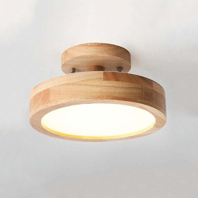 Quinn Round LED Flush Mount Ceiling Light Modern Wood/Acrylic - Cueteks