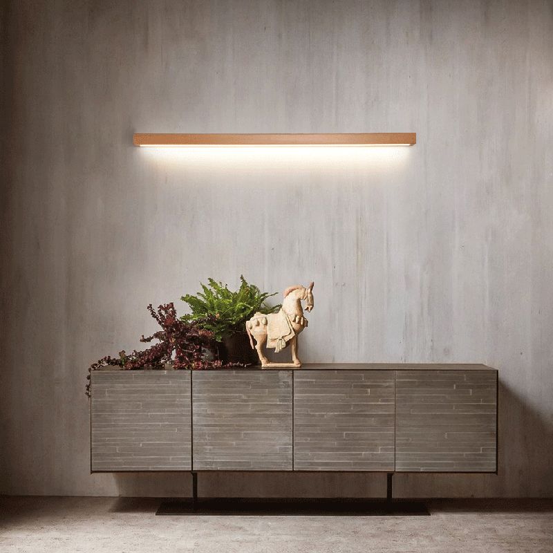 Ozawa Linear Mirror Wooden Front Vanity Wall Lamp Bedroom Bathroom - Cueteks