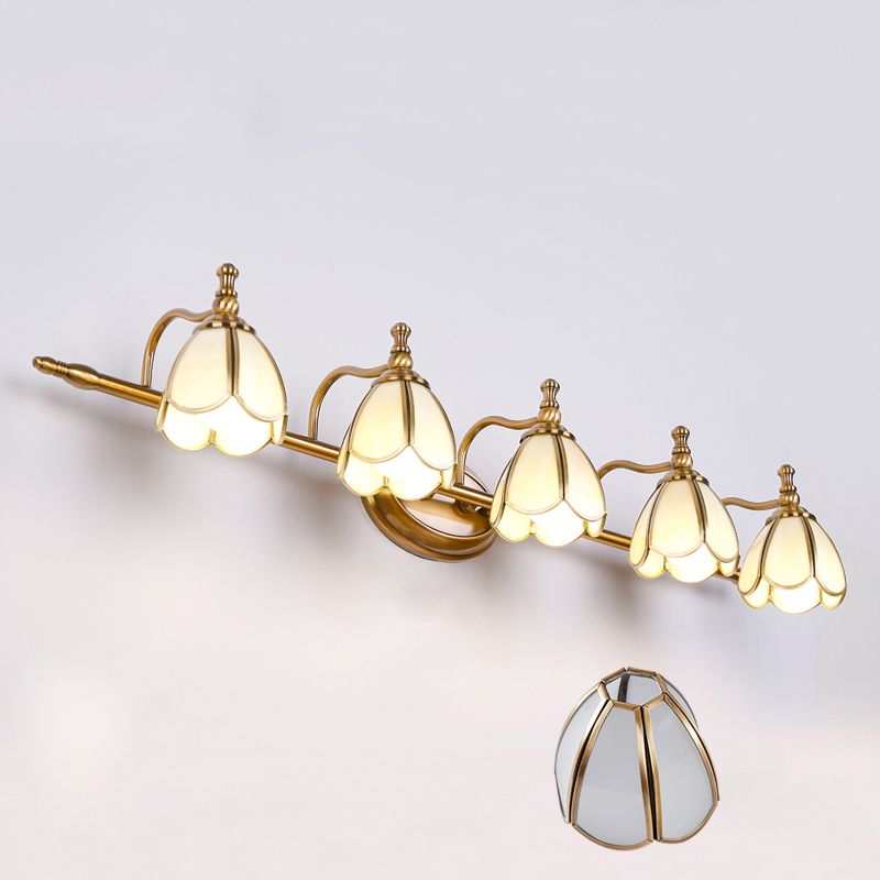 Five-light Félicie wall lamp with white glass shade inset