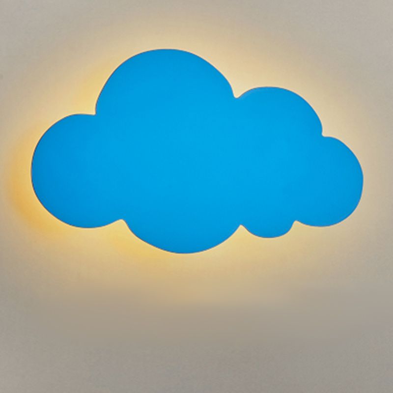 Blue cloud wall lamp with backlighting around its silhouette